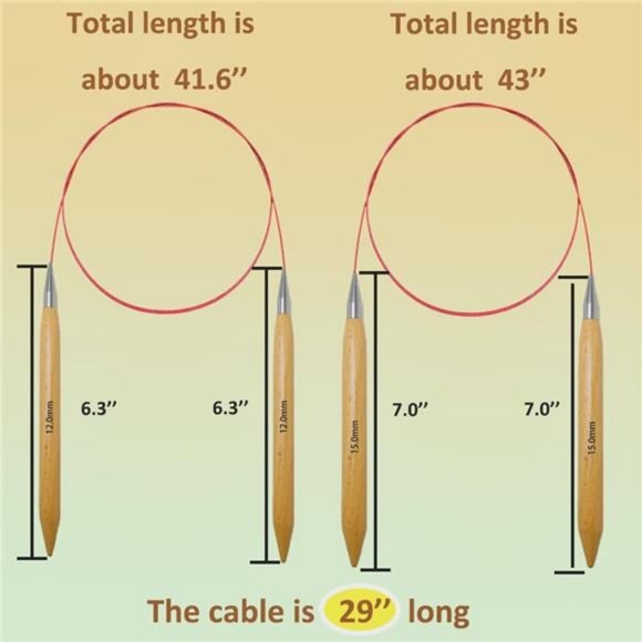 Circular Knitting Needles 12.0mm 15.0mm, Beech Wood Blanket Knitting Needle - Picture 2 of 7